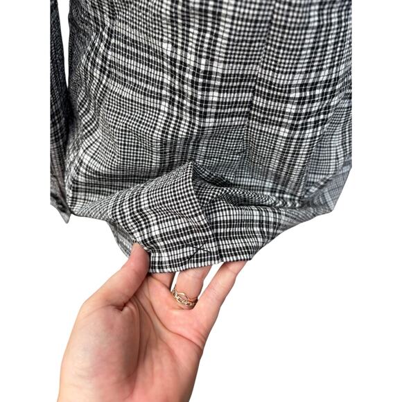Maison d'Amelie Black White Plaid Double Breasted Notched Hem Blazer - M - Picture 9 of 13